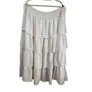 Rebdolls Polka Dot Tiered Skirt 5X Orange Prairie Hippie Indie Eur0 Summer Artsy